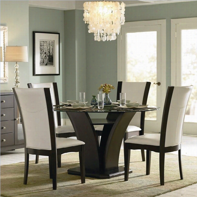 Trent Home Daisy Round Glass Dining Table In Espresso Finish