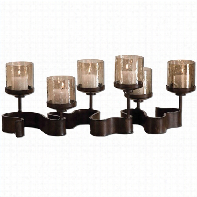 Utte Rmost Ribbon Metal Candleholders In Antiqed Bronze