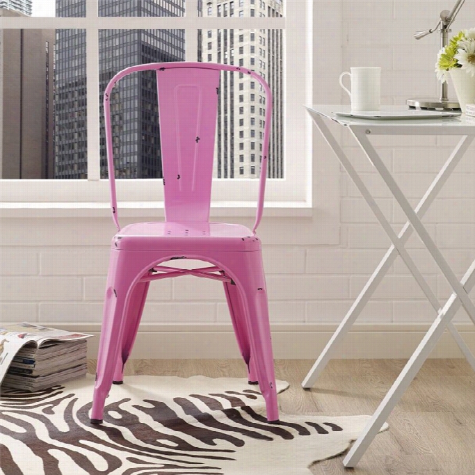 Walker Edison Metal Cafe Chair In Bubble Gum Pink