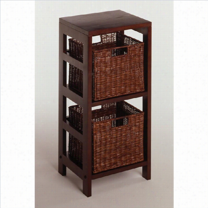 Wnsome 3 Piece Shelf And Basket Set Inn Espresso Beechwood