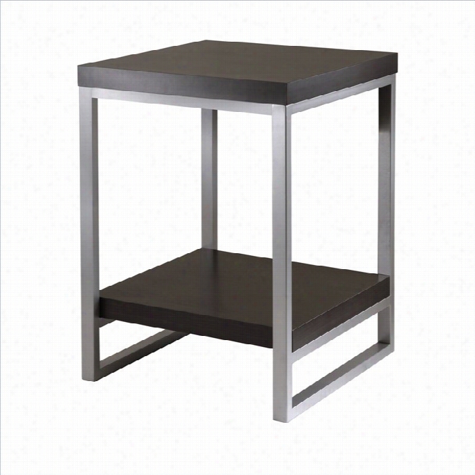 Winsome Jared End Table With Enamel Steel Tube In Dark Espresso Finish