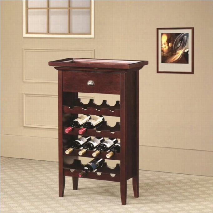 16 Bot Tle Wine Rack With Serving Tray T Op