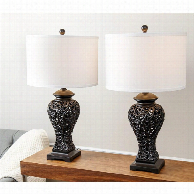 Abbys On Living Ariel De Lis Table Lamp In Brown (set Of 2)