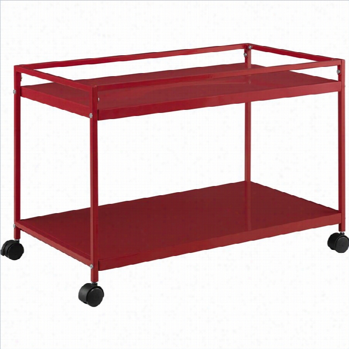 Altra Furniture Marhall 2  Shelf Rolling Coffee Table Cart In Red