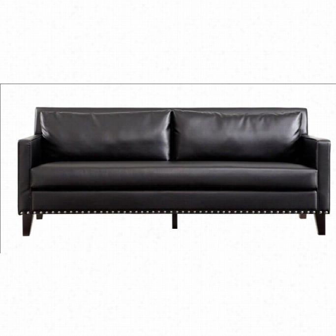 Armen Living Dallas Sofa Black Leatehr Cowhide Side Panels In Black