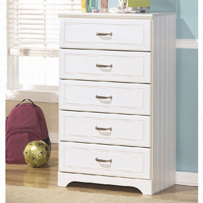 Ashley Lulu 5 Drawer Wood Chest In White