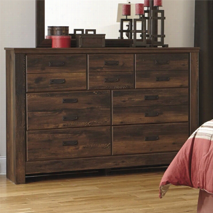 A Shley Quinden 7 Drawer Wood Dresser In Dark Brown