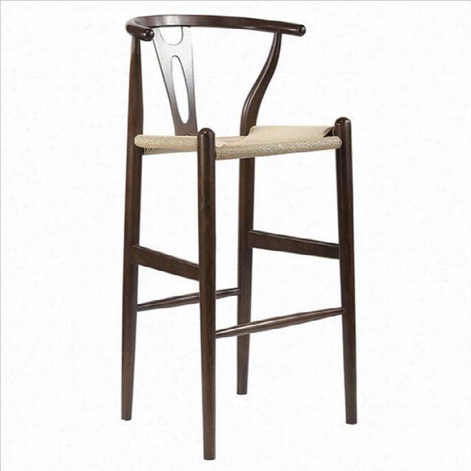 Baxton Studio Wishbone Y Stool In Dark Brown