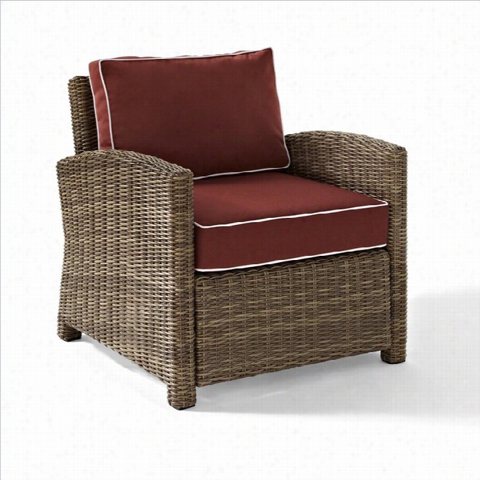 Bradenton Outdoor Wicker Arm Chair With Sangria Cushions