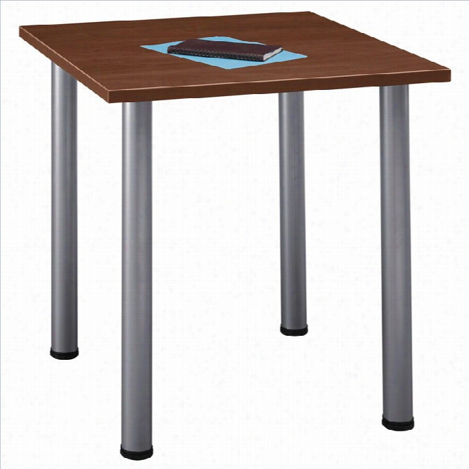 Bush Bbf Aspen Square Table With Wood Top And Meta Legs In Hansne Cherry