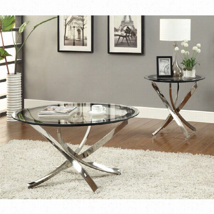 Coaster Metal And Glass Endd Tabel In Chrome