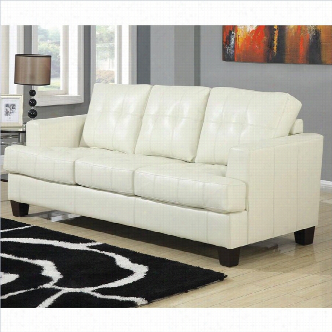 Coaster Samuel Leather Sleeper Sofa In Cream