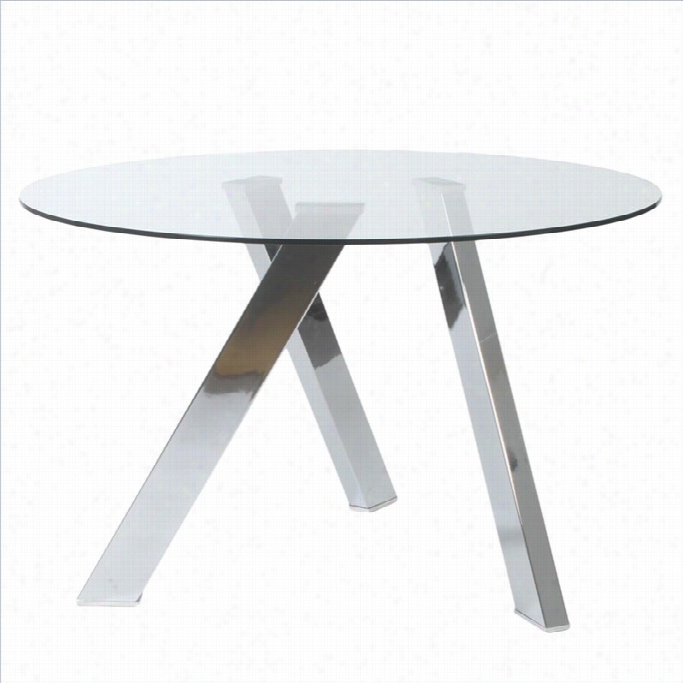 Eurostyle Fridrika Round Dining Flat In Celar Glass And Steel