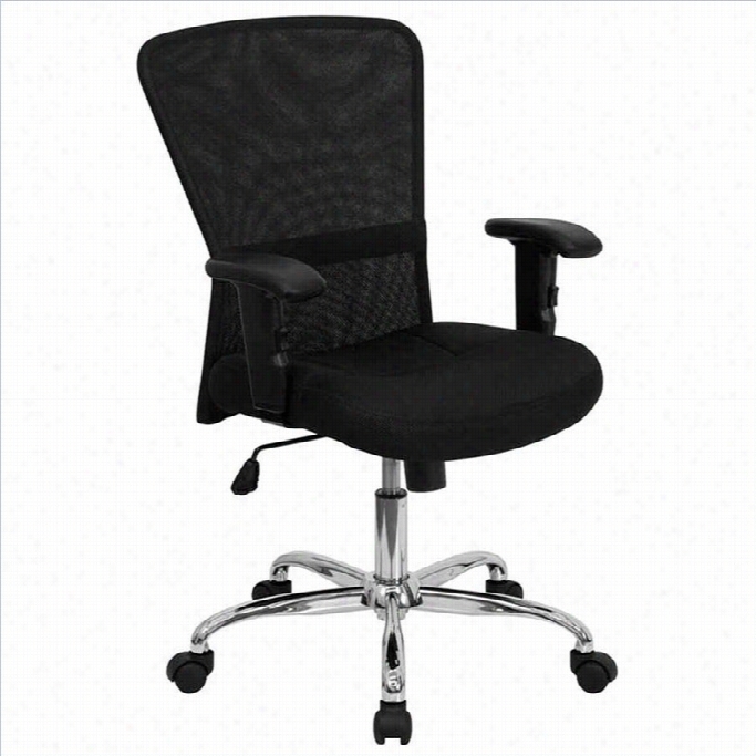 Flash Equipage Mid Back Me5h Computer Office Chair In Black