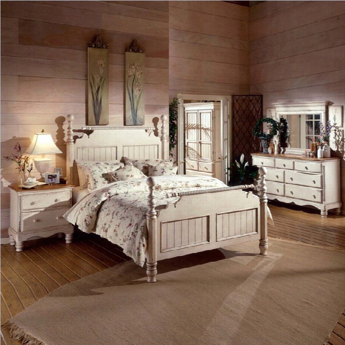 Hillsdale Wilshire 4 Piece Bedroom Set In Anitque White-queen