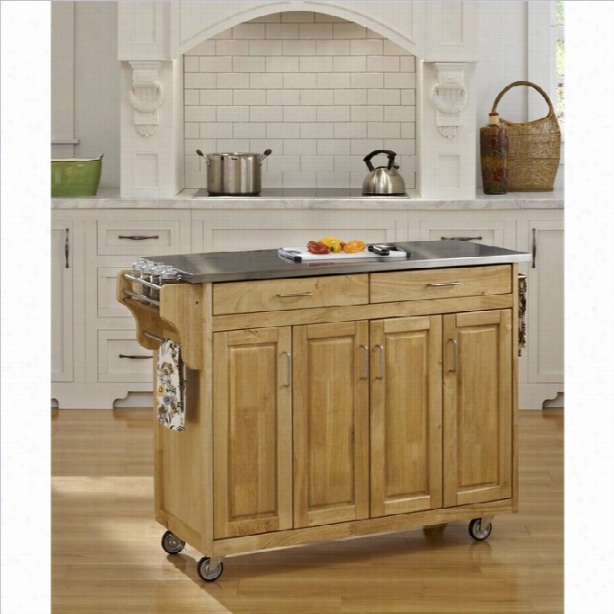 Home Styles Create-a-cart 4 9inch Stainless Top Kitchen Cart In Natrual