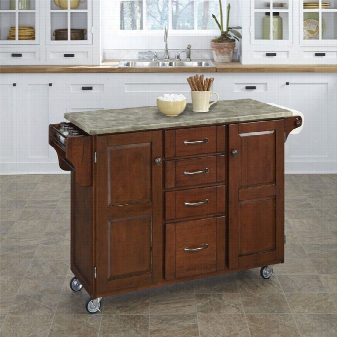 Home Styles Create-a-cart Concrete Top Kitchen Cart In Cherry