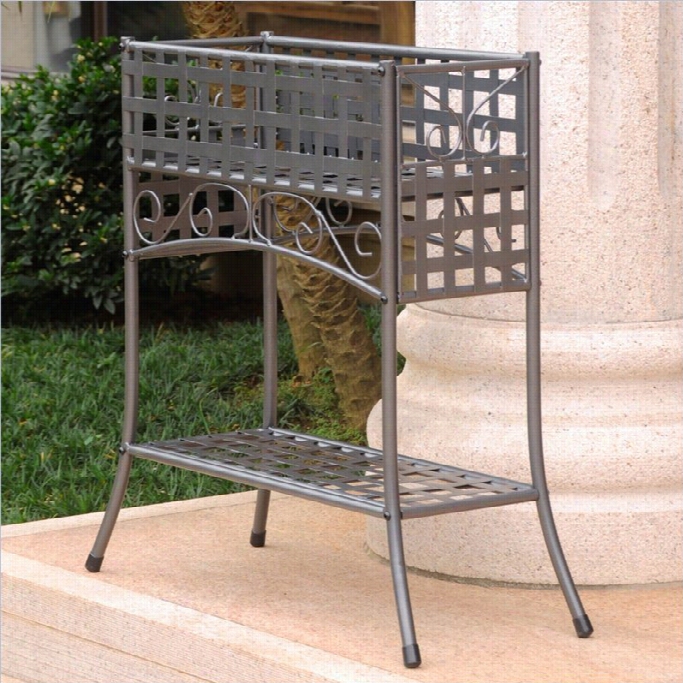 International Caravan Mandalay 2 Tier Plant Stand In Pewter