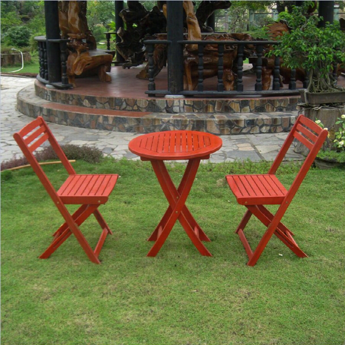 International Caravan Royal Ifj 3 Pc Folding Patio Bistro Set In Red