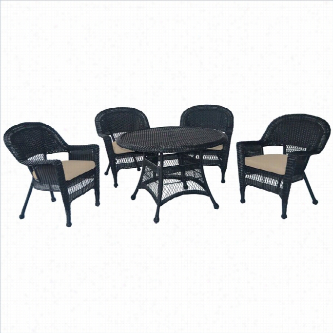Je Co 5 Piece Wicker Patio Dining Set In Black And Tan