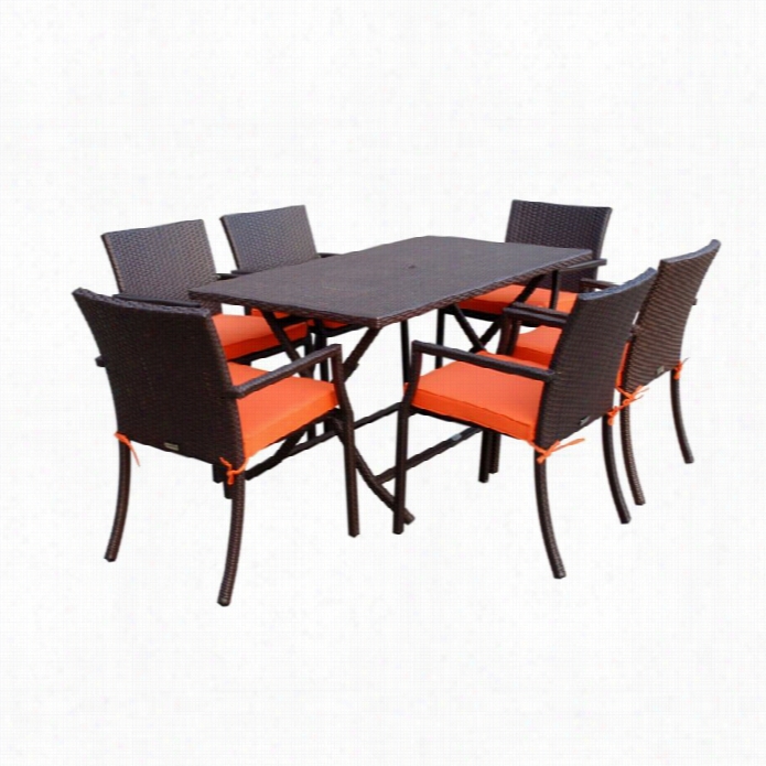 Jeco 7 Pece Wicker Bfufet Able  Set In Orange