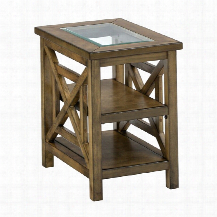 Jofran Brady Glass Chairside Table In Birch