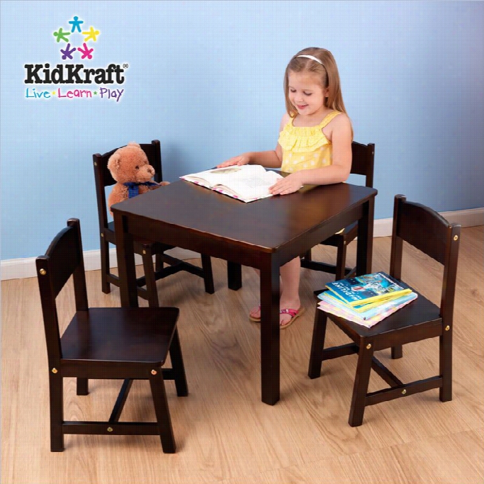 Kidkraft Farmhouse Table And Four Chairs In Espresso