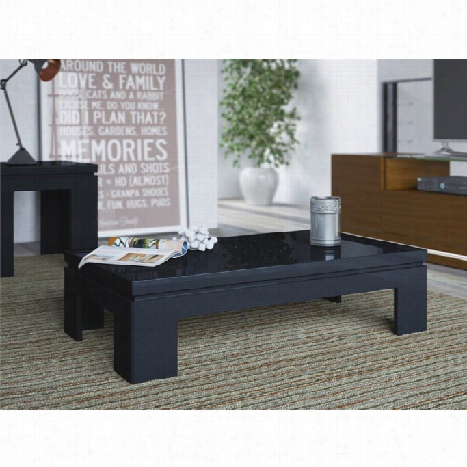 Manhattan Comfort Bridge 2.0 Series Coffee  Table In Black Gliss