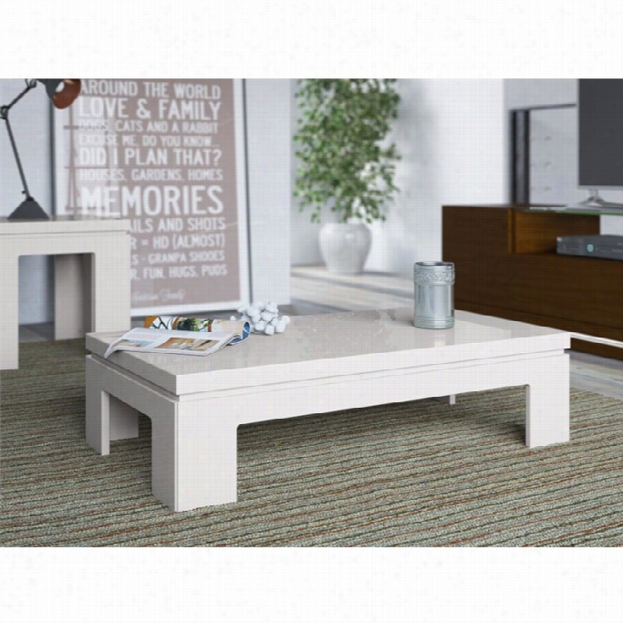 Manhattan Comfort Bidge 2. -series Coffee Table In Off White