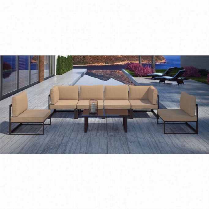 Modway Forutna 7 Piece Outdoor So Fa Set In Brown And Mocha