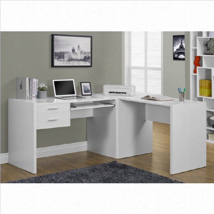 Monar Ch Hoo Low-core 3 Piece Computer Desk Set In White