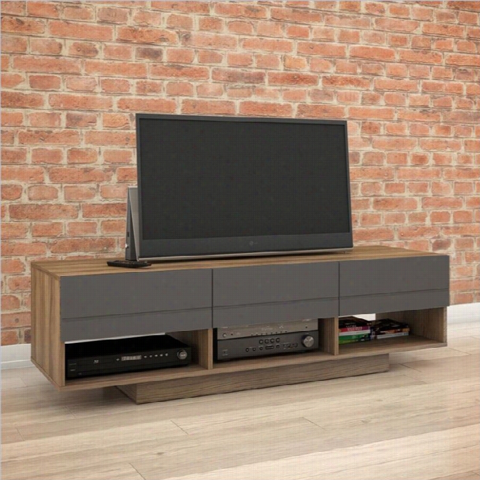 Nexera Rad Ar Tv Tsand In 60 In Walnut And Charcoal