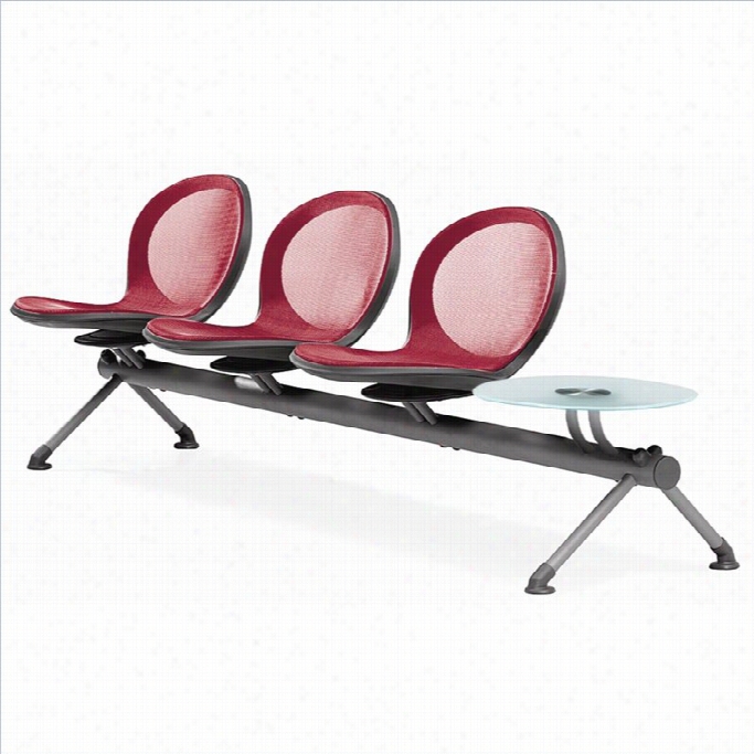 Ofm Beam Guest Chiar With 3 Seats And Table In Red