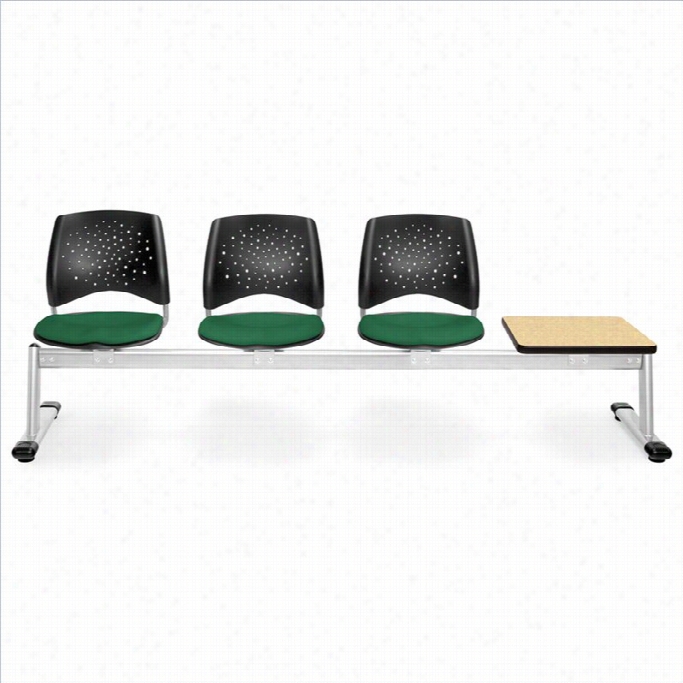 Ofm Star Beam Seating With 3 Seats And Table In Forest Green And Oozk