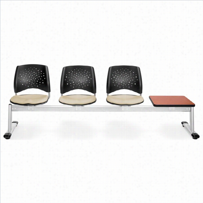 Ofm Star Bema Seating With 3 Seats And Slab In Khaki And Cheery