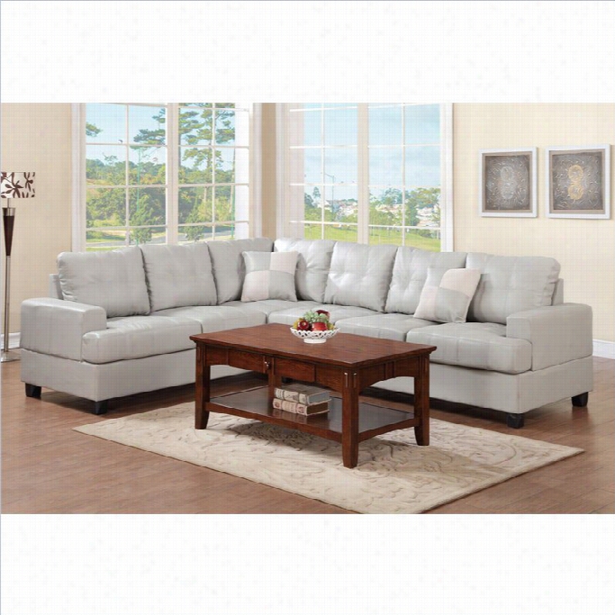 Poundex Bobkona Karen 2 Piece Reversible Sectional Sofa In Light Gray