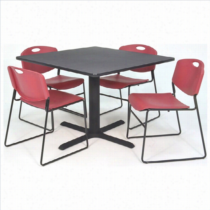 Regency Square Table Wit 4 Zeng Stack Chairs In Grey And Birgundy-30