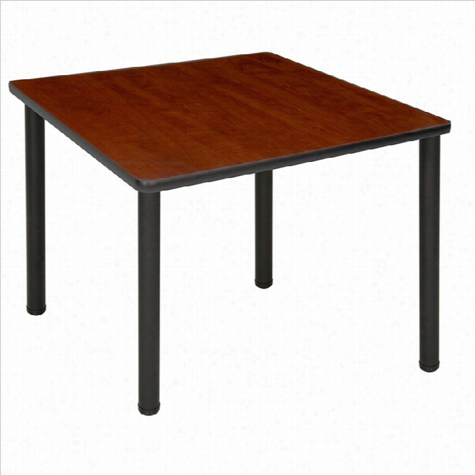 Regency Ssquare Table With Black Post Leg In Cherry-30 Inch