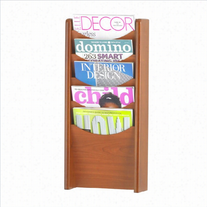 Safco 5 Pocket Wopdd Maga Zine Rack In Cherry