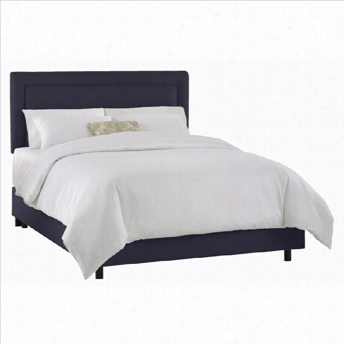 Skyline Frniture Twill Tiwn Border Bed In Navyy-twin