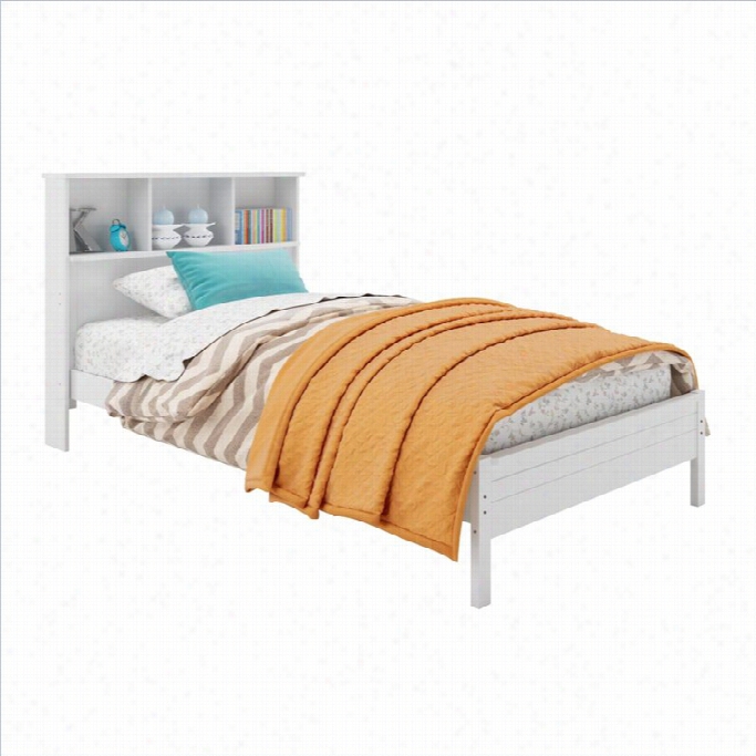 Snoax Corliving Ashland Twin Single  Bed With Bookcse Headboard In White