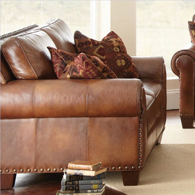 Steve Silver Company Si Lvrado Leather Loveseat In Caramel Brown