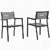 Modway Maine Patio Dining Armchair in Brown and Gray (Set of 2)