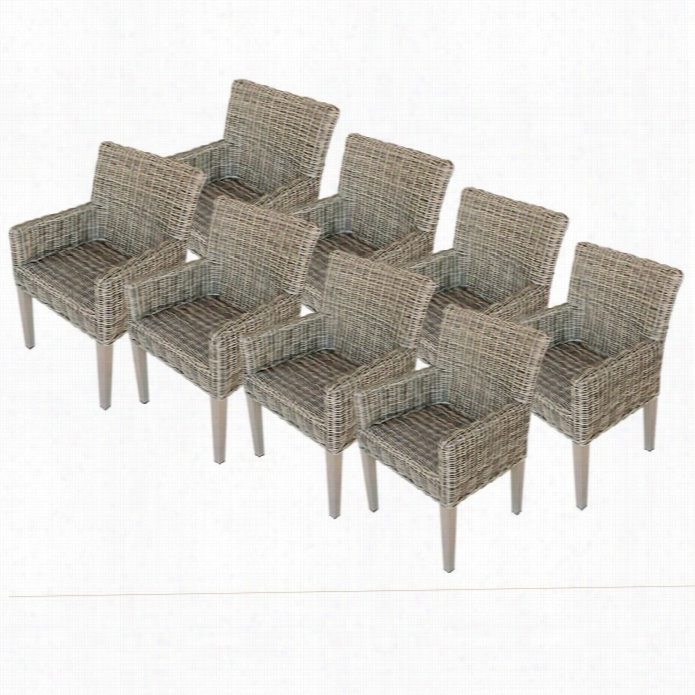 Tkc Headland Cod Wicker Patio Arm Dining Chairs In Espressso (regulate Of 8)