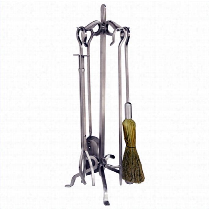 Uniflaame 5 Piece Stainless Steel Fireset With  C Rook Handles