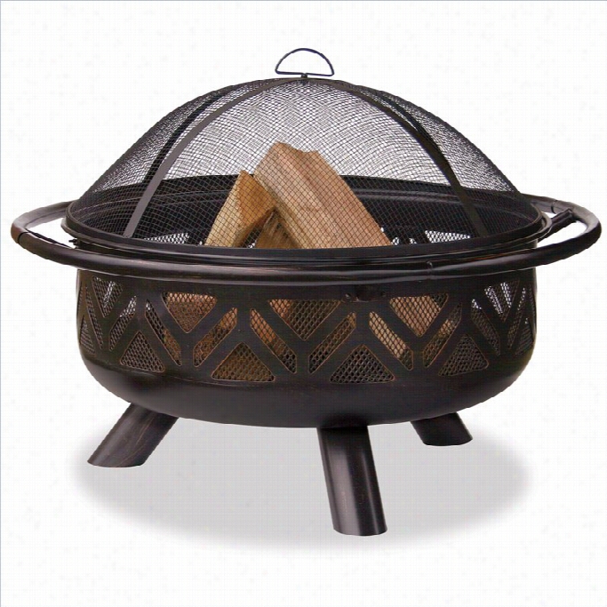 Uniflaame  Outtdoor Firebowl With Geometric Design In Oil Rubbed Bronze