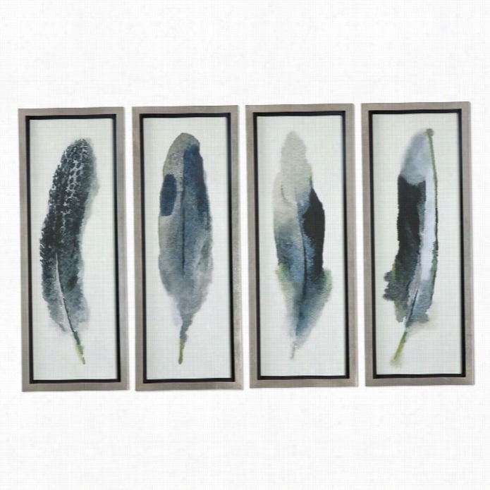 U Ttermost Feathered Beauty Prints (set Of 4)