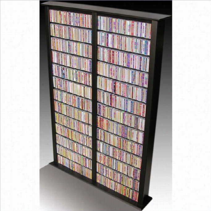 Venture Horizon Double 76 Tall Cd Dvd Wall Media Storage Rack-black