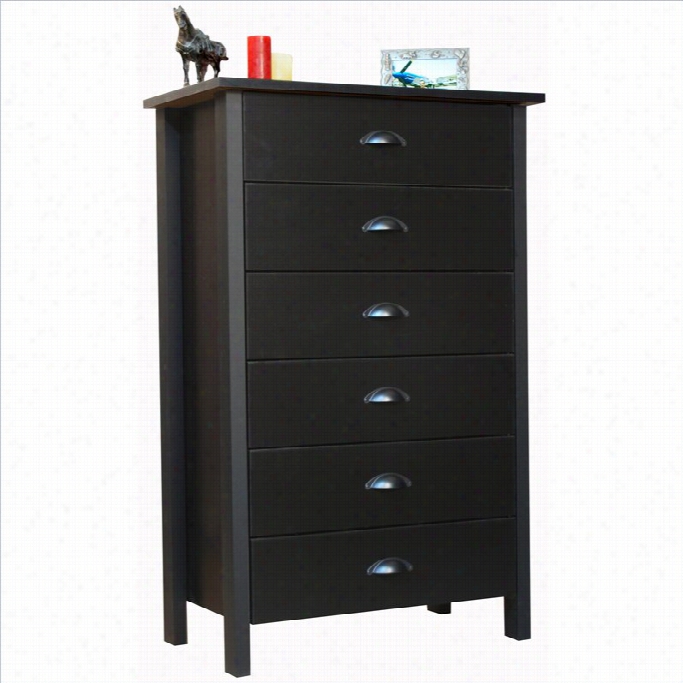 Venture Horizon Nouvelle 6 Drawer Ches In Black