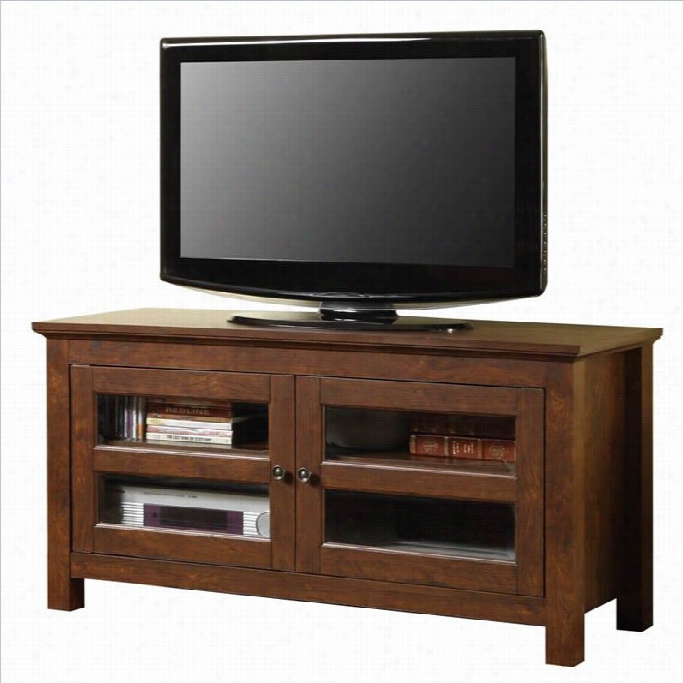 Walker Edison 44 Inch Full-door Wod Tv Console In Traditional Brown